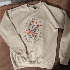 Cream Floral Christian Crewneck Sweater